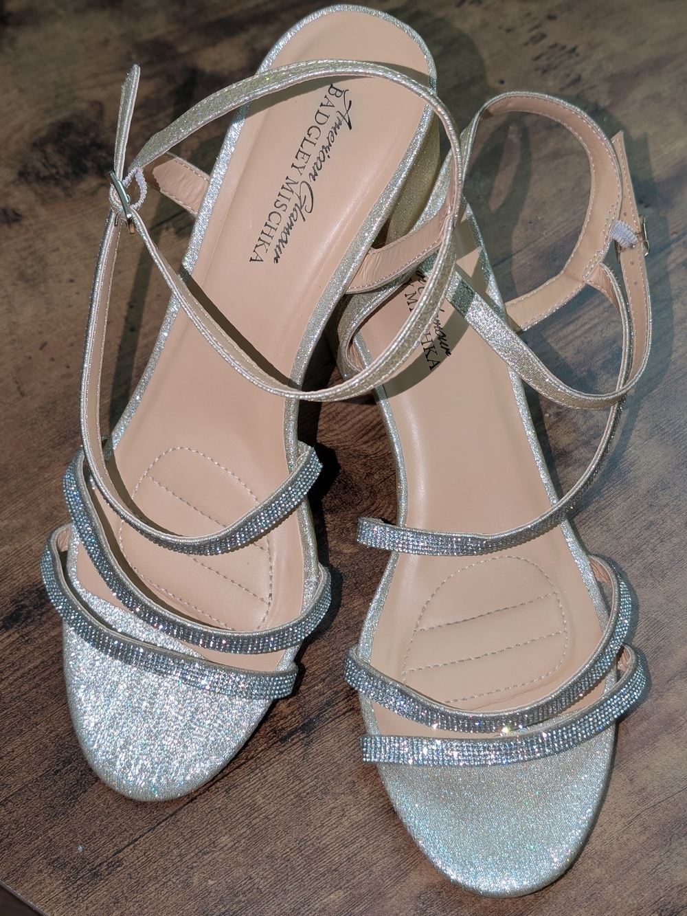Badgley Mischka Silver Strappy Evening Sandals
